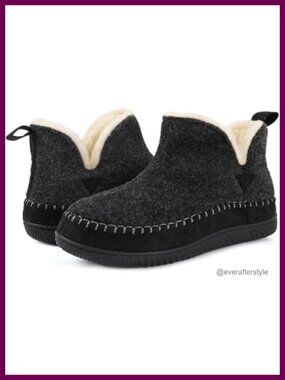 Memory Foam Faux Fur Lined Bootie House Slippers Warm Washable